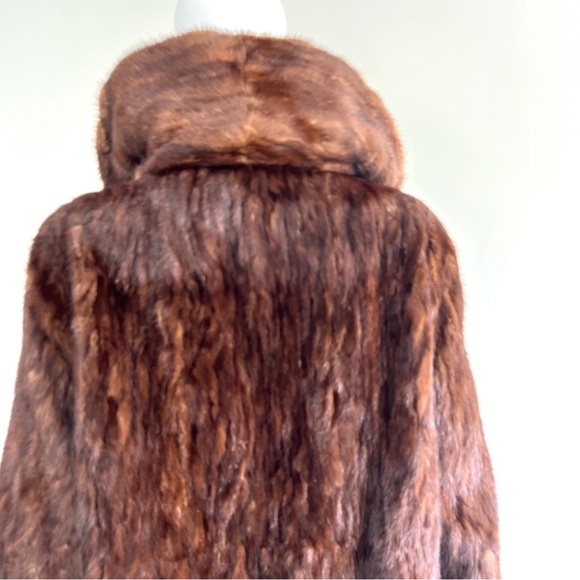 FURS by TRUESDELL Genuine Brown Mink Fur Long Sleeves Full Length Coat Sz M-L - Picture 8 of 16